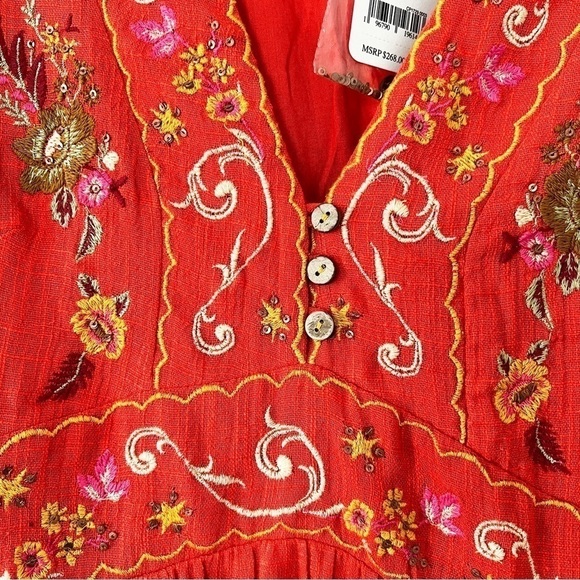 NWT FREE PEOPLE Maisley Embroidered Boho Maxi Dress Burnt Orange Small - Picture 5 of 10